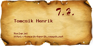 Tomcsik Henrik névjegykártya